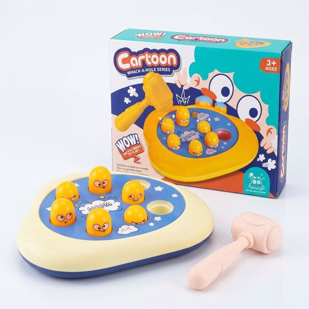 Cartoon Whack-a-Mole Hammer Game for Kids – Interactive Reflex Toy