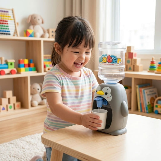 WaddleSip™ Kids Mini Water Dispenser – Cute Penguin Design